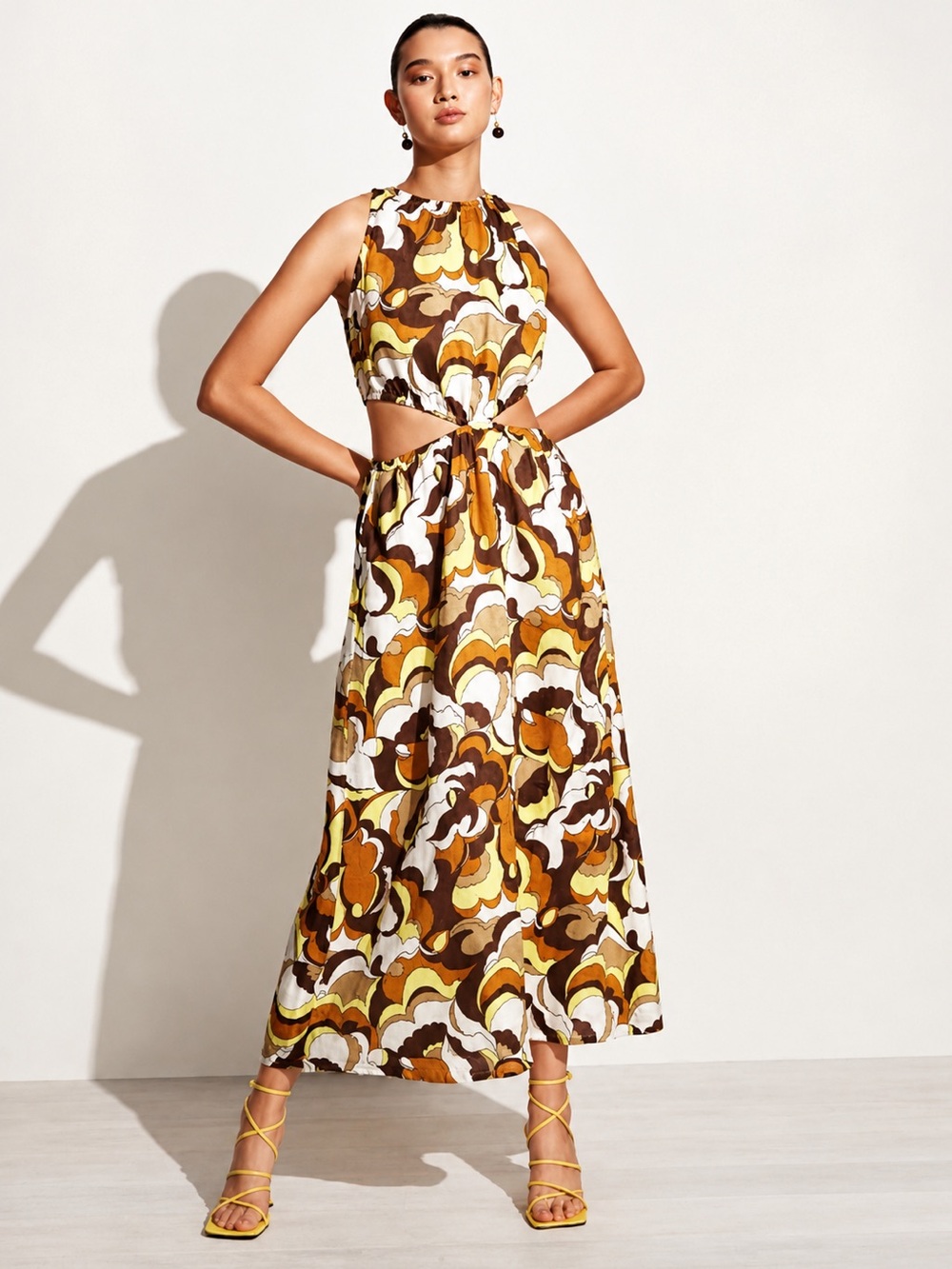 NWT Faithfull the Brand Anthropologie Trapani Cutout Linen Maxi Dress 8